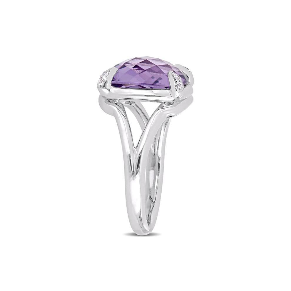 Cushion-Cut Amethyst &amp; White Topaz Ring in Sterling Silver – Image 3 of 3