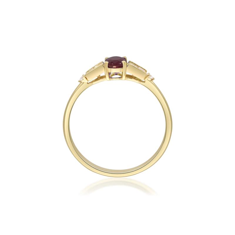 Oval Ruby &amp; Diamond Ring in 10K Yellow Gold &#40;1/7 ct. tw.&#41; – Image 2 of 5