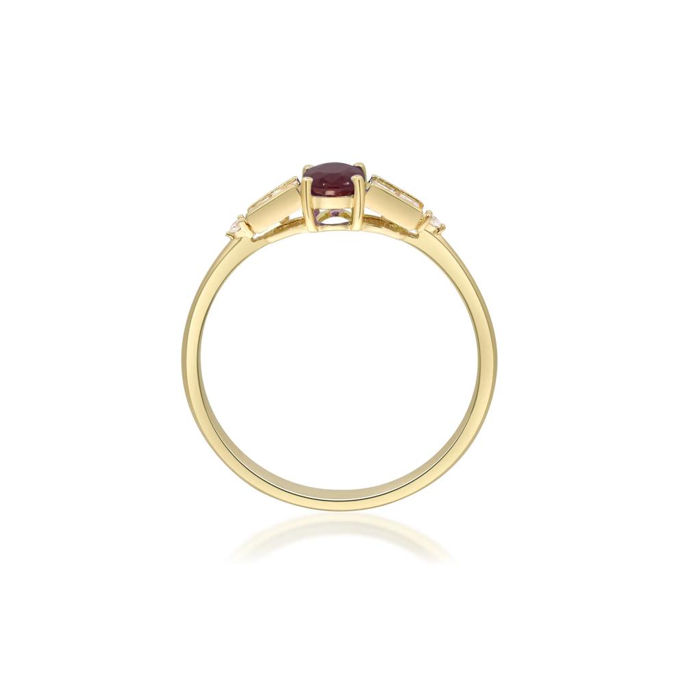 Oval Ruby &amp; Diamond Ring in 10K Yellow Gold (1/7 ct. tw.) – Image 2 of 5