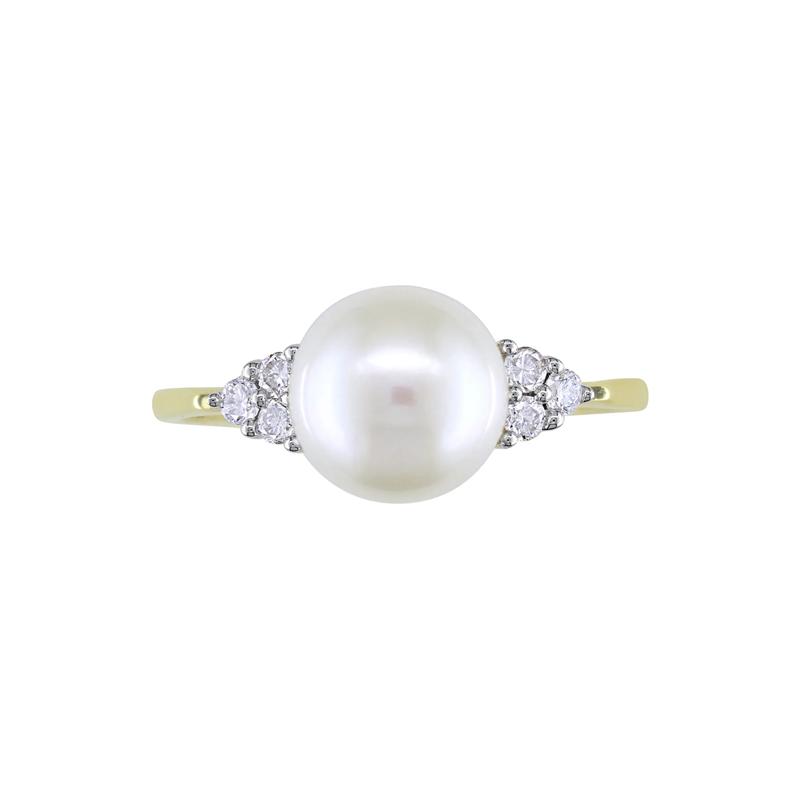 Freshwater Pearl &amp; 1/8 ct. tw. Diamond Ring in 10K Yellow Gold – Image 1 of 4