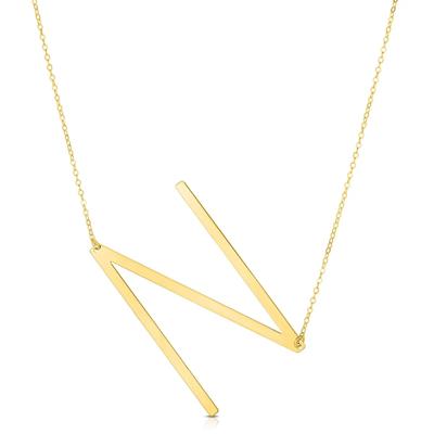 "N" Initial Necklace in 14K Yellow Gold