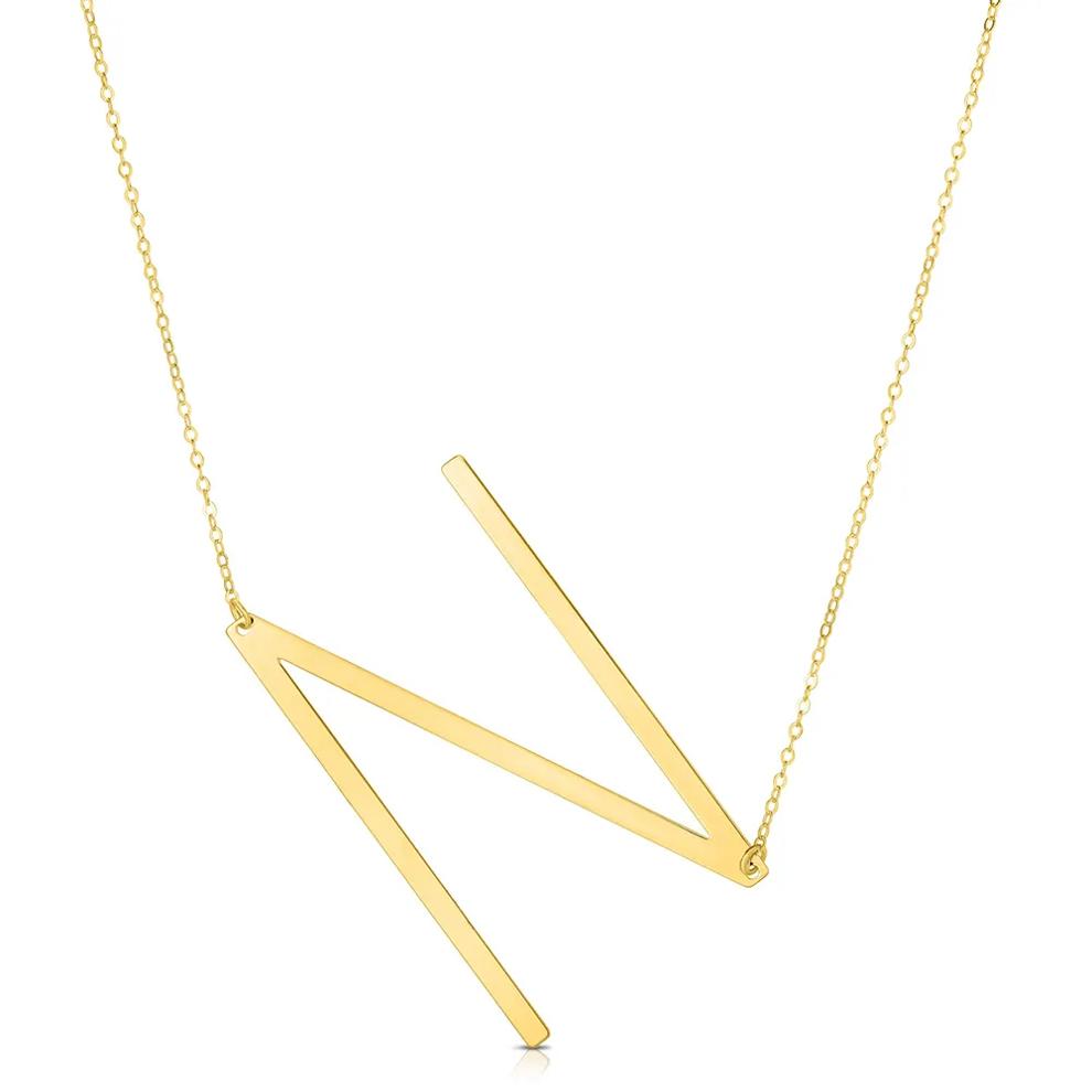 "N" Initial Necklace in 14K Yellow Gold – Image 1 of 3