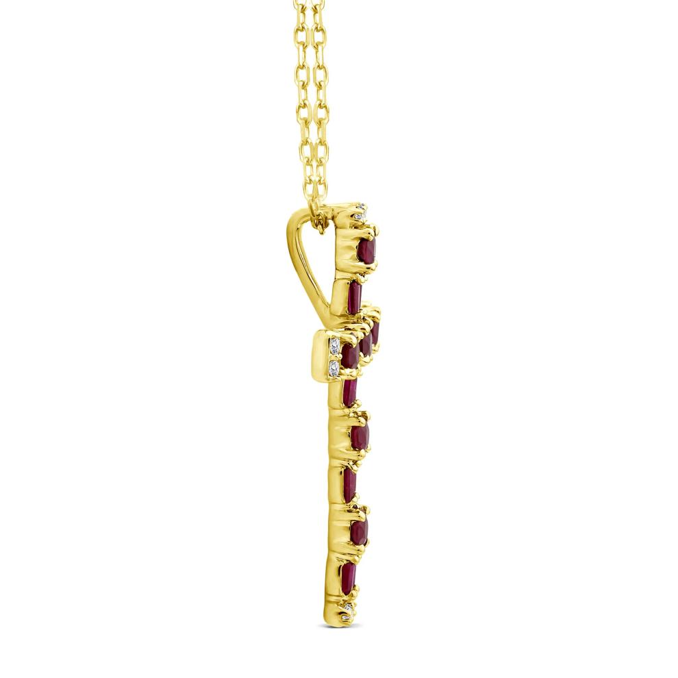 Ruby and Diamond Accent Cross Pendant in 10K Yellow Gold – Image 2 of 2