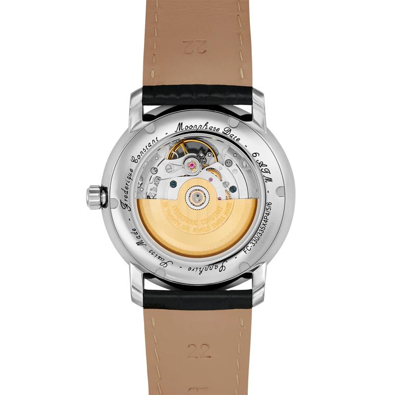Men&#39;s Classics Heart Beat Moonphase Date Watch With a Silver Dial and Black Leather Strap – Image 2 of 3