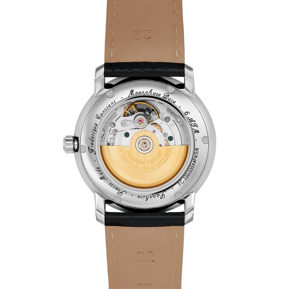 Men's Classics Heart Beat Moonphase Date Watch With a Silver Dial and Black Leather Strap – Image 2 of 3