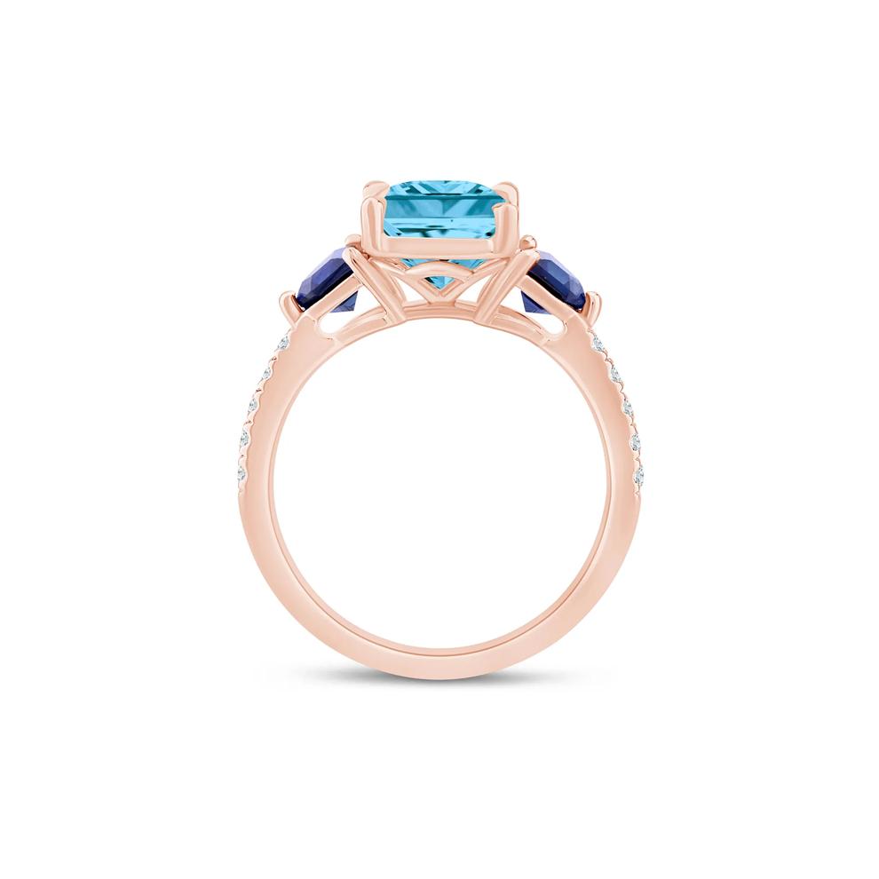 Allison Sky Blue Topaz, Lab-Created Blue Sapphire and Lab Grown Diamond Engagement Ring in 14K Rose and Yellow Gold (1/7 ct. tw.) – Image 2 of 3