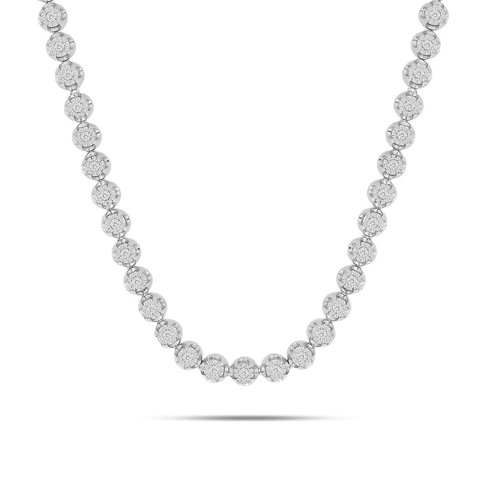 Men's Diamond Round Cluster Tennis Necklace in Sterling Silver (2 ct. tw.) – Image 1 of 4
