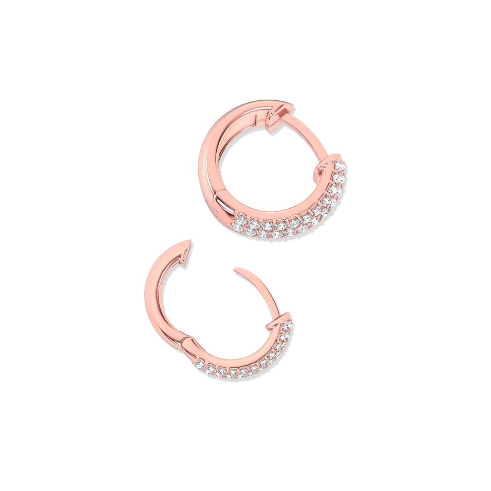 Diamond Knife Edge Pav&eacute; Hoop Earrings in 10K Rose Gold (1/5 ct. tw.) – Image 2 of 2