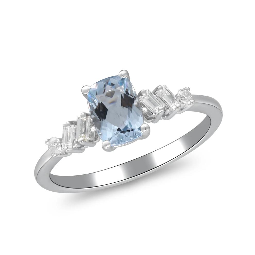 Aquamarine &amp; Diamond Ring in 10K White Gold (1/7 ct. tw.) – Image 5 of 5