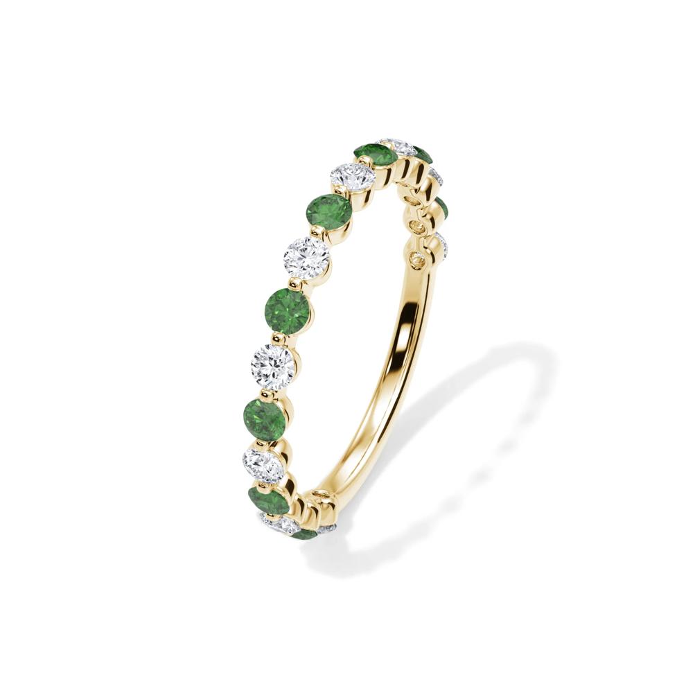 Lab Grown Diamond  &amp; Lab-Created Emerald Half Eternity Anniversary Band in 14K Yellow Gold (1/3 ct. tw.) – Image 4 of 4
