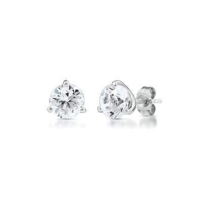 White Sapphire Stud Earrings in Sterling Silver