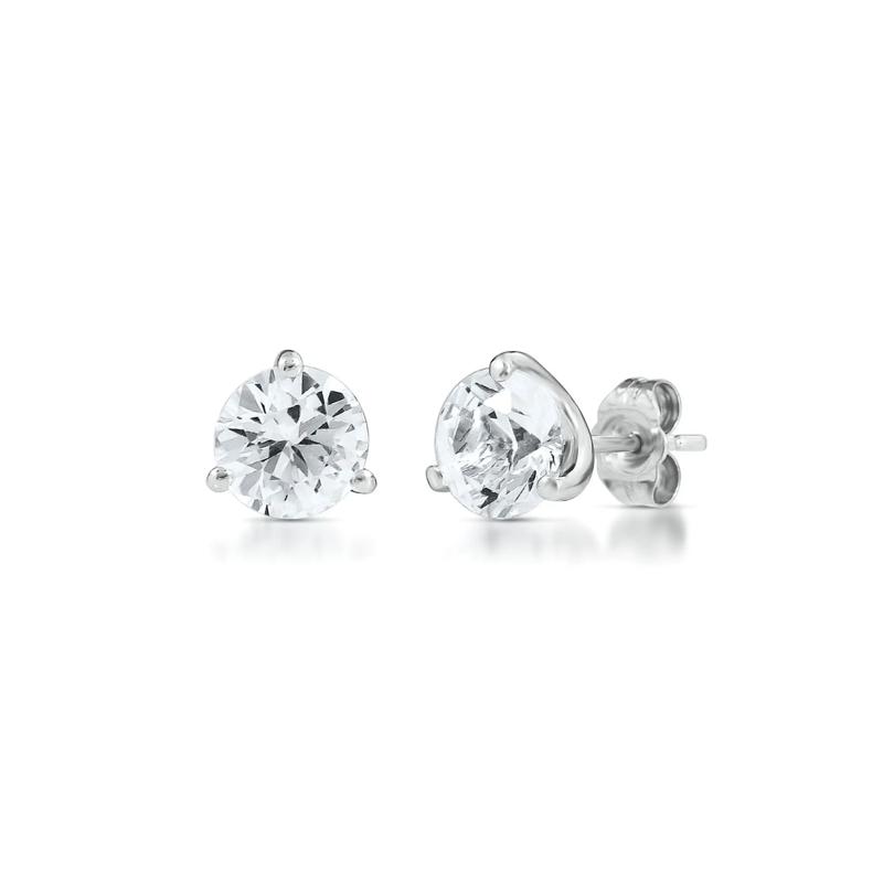 White Sapphire Stud Earrings in Sterling Silver – Image 1 of 2