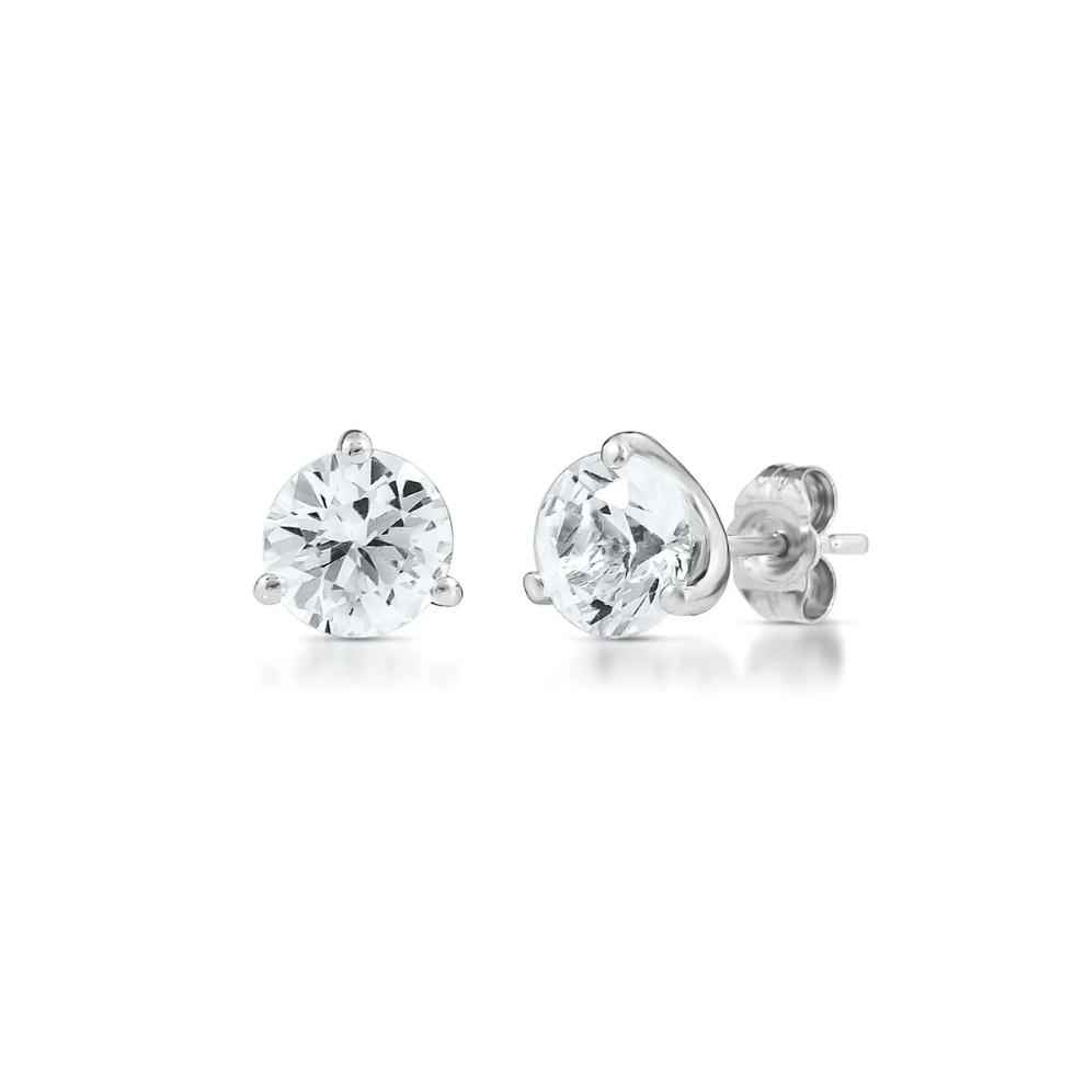White Sapphire Stud Earrings in Sterling Silver – Image 1 of 2