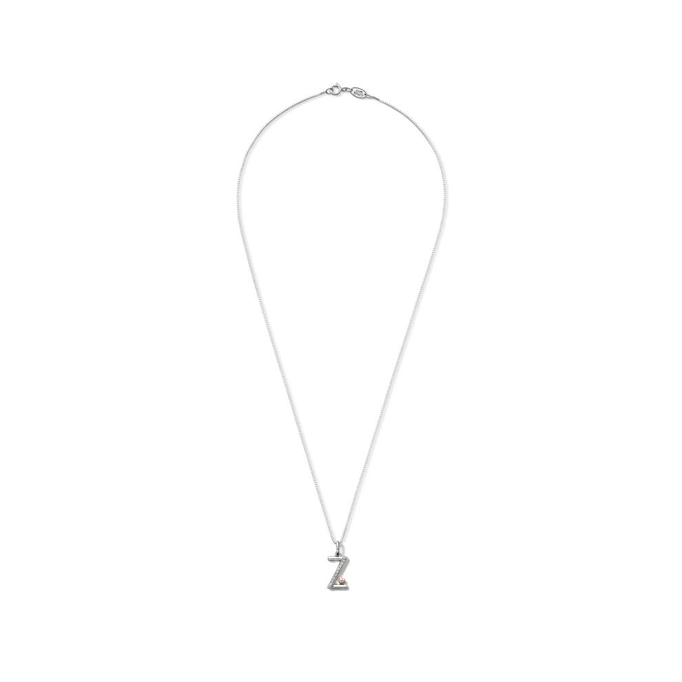 Diamond Accent Initial Z Pendant in Sterling Silver and 14K Rose Gold – Image 2 of 5