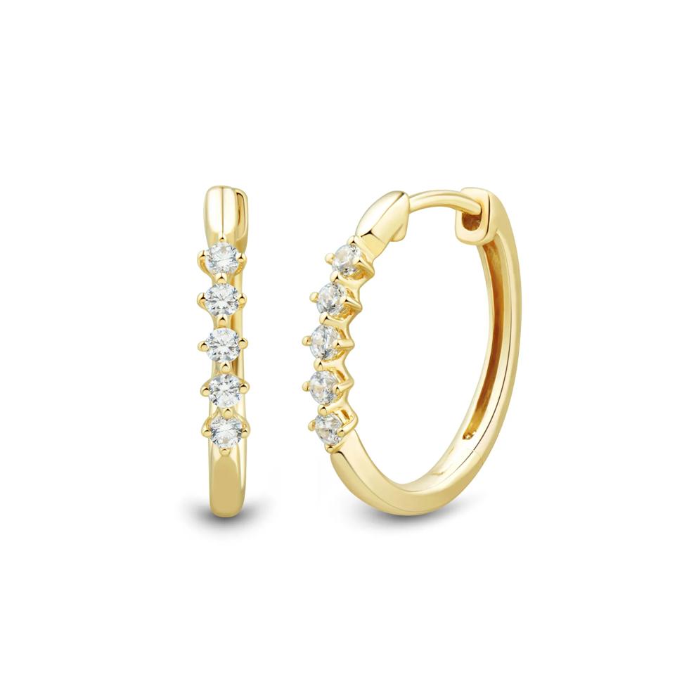 Diamond Huggie Hoop Earrings in 10K Yellow Gold (1/4 ct. tw.) – Image 1 of 2