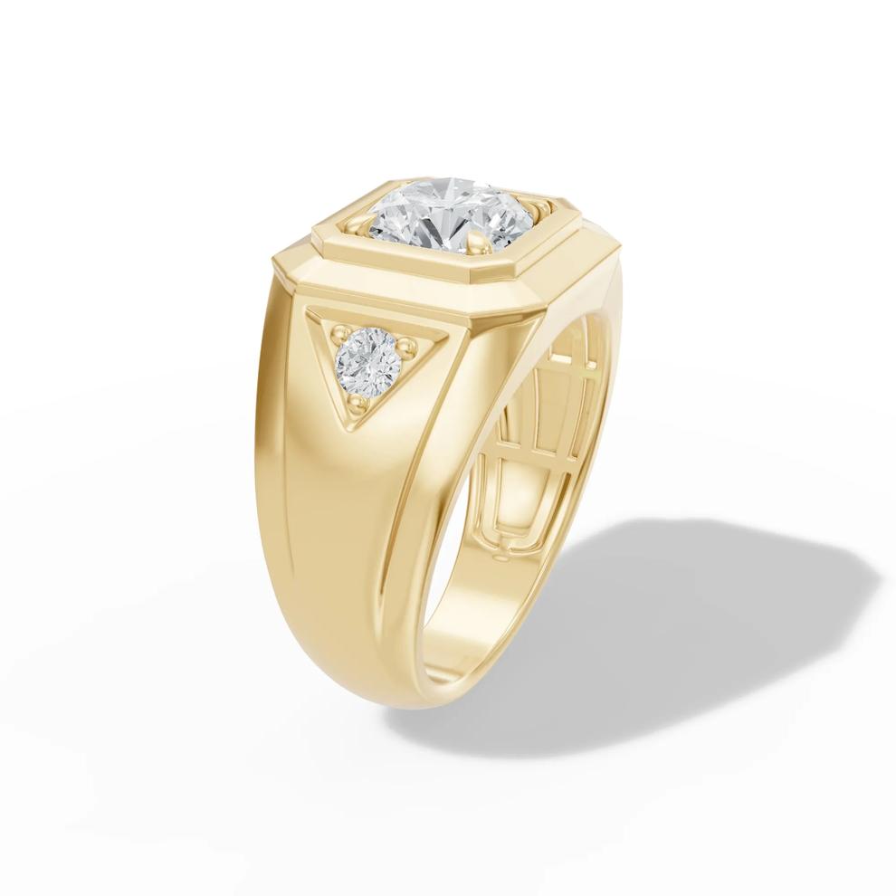 Men's Lab Grown Diamond Three-Stone Ring in 10K Yellow Gold (2 1/4 ct. tw.) – Image 3 of 4