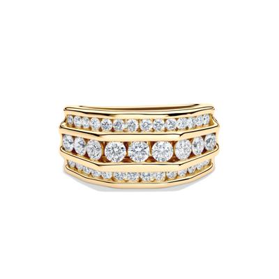 Men’s Lab Grown Diamond Wedding Band with Three-Row Setting in 10K Gold (2 ct. tw.)