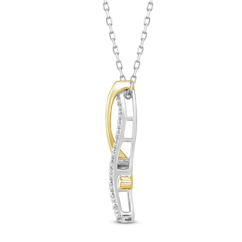 Diamond Twist Pendant in 10K White and Yellow Gold &#40;1/4 ct. tw.&#41; – Image 2 of 4