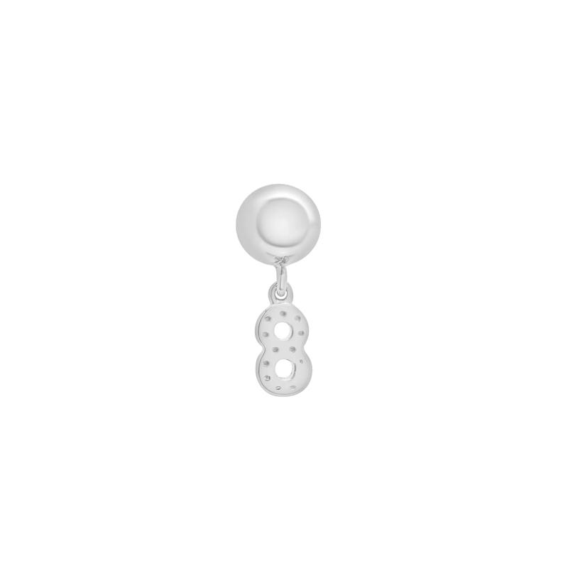 Diamond Accent Number 8 Bead Charm in Sterling Silver – Image 3 of 3