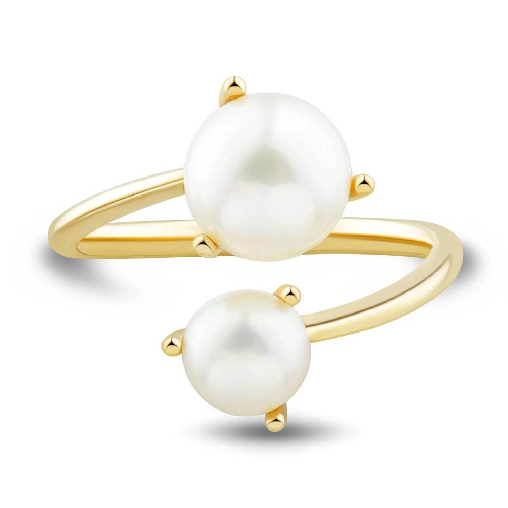 Button Freshwater Cultured Pearl Bypass Ring in 10K Yellow Gold – Image 1 of 3
