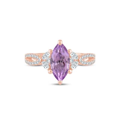 Heidi Pink Amethyst & Lab Grown Diamond  Engagement Ring in 14K Rose & Yellow Gold (1/2 ct. tw.)