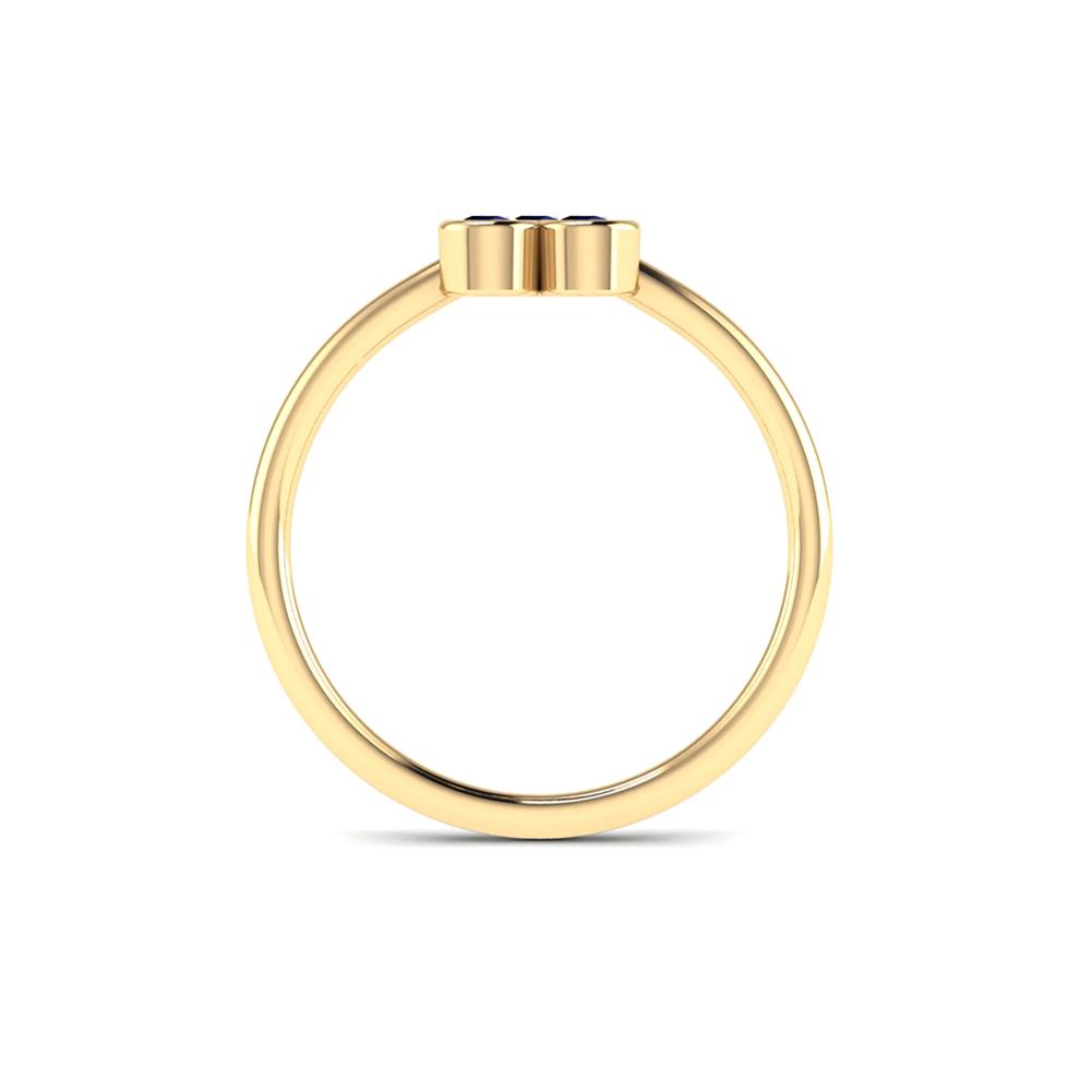 Blue Sapphire Three-Stone Pyramid Ring in 14K Yellow Gold – Image 2 of 4
