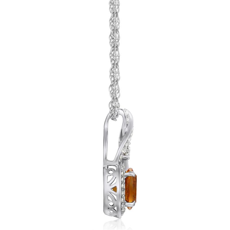 Lab-Created Citrine and Lab-Created White Sapphire Pendant in Sterling Silver – Image 2 of 3