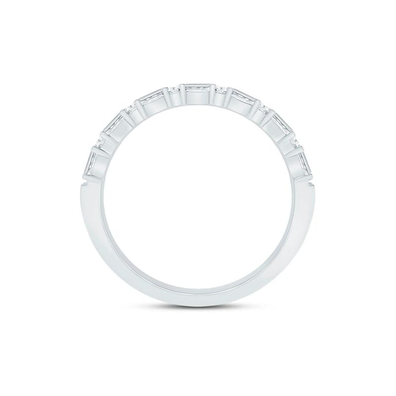 Lab Grown Diamond Baguette and Round Band in 10K White Gold &#40;1/4 ct. tw.&#41; – Image 2 of 3