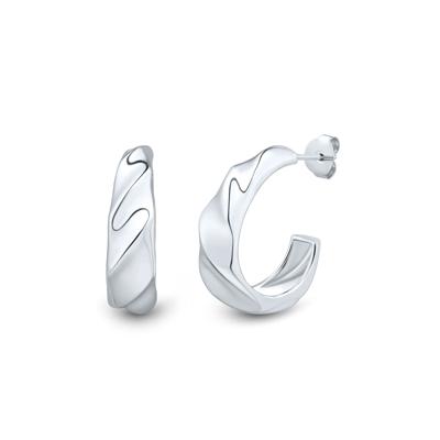 Shrimp J-Hoop Earrings in Sterling Silver
