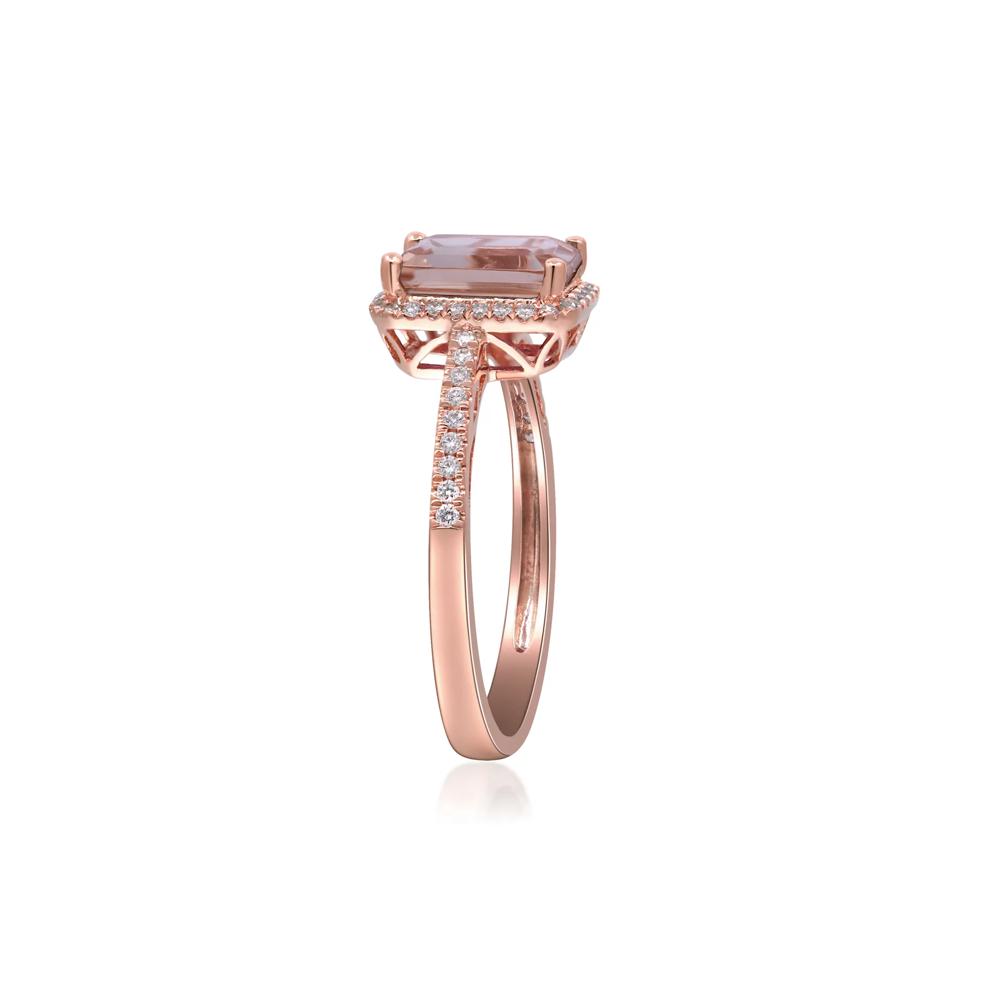 Morganite and Diamond Halo Ring in 10K Rose Gold (1/5 ct. tw.) – Image 2 of 4