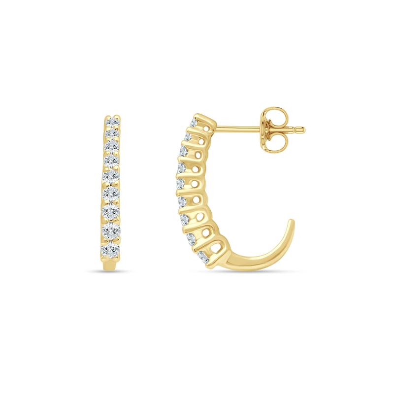 Lab Grown Diamond J-Hoop Earrings in 10K Yellow Gold &#40;1/4 ct. tw.&#41; – Image 1 of 1