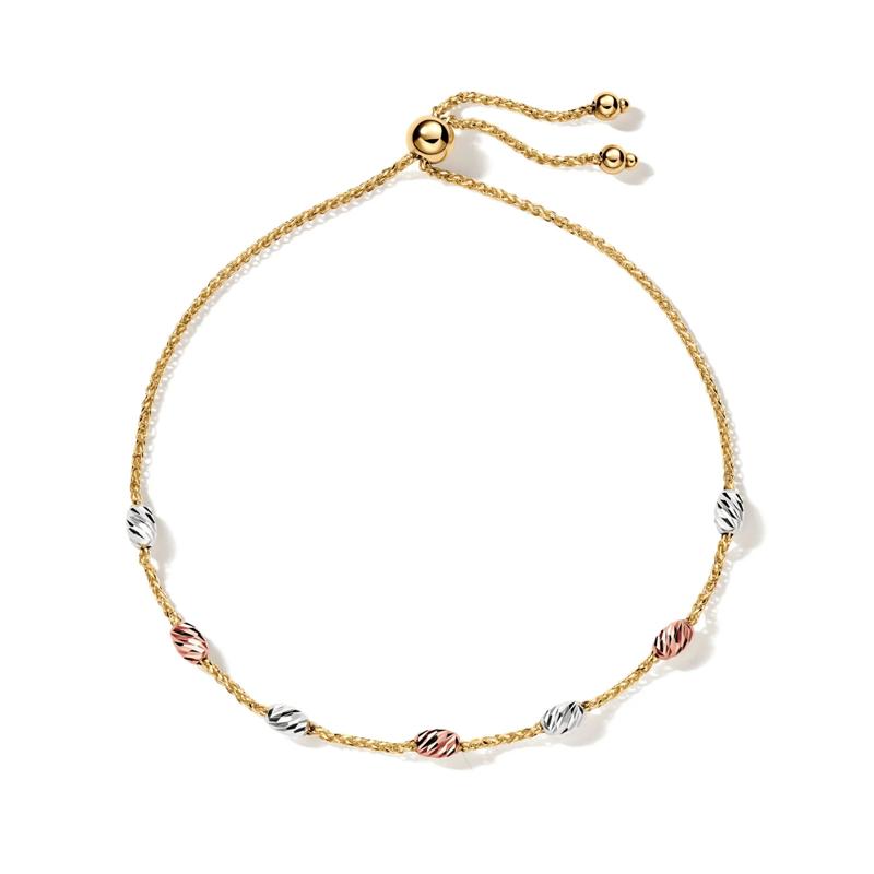 Tricolor Station Bolo Bracelet in 14K Gold – Image 1 of 1
