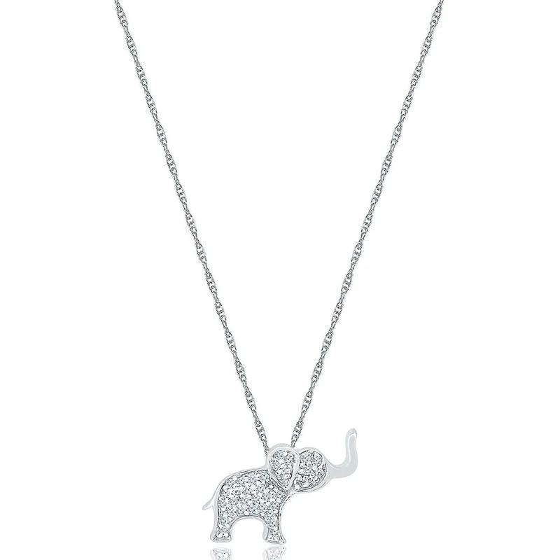 1/10 ct. tw. Diamond Elephant Pendant in Sterling Silver – Image 1 of 2