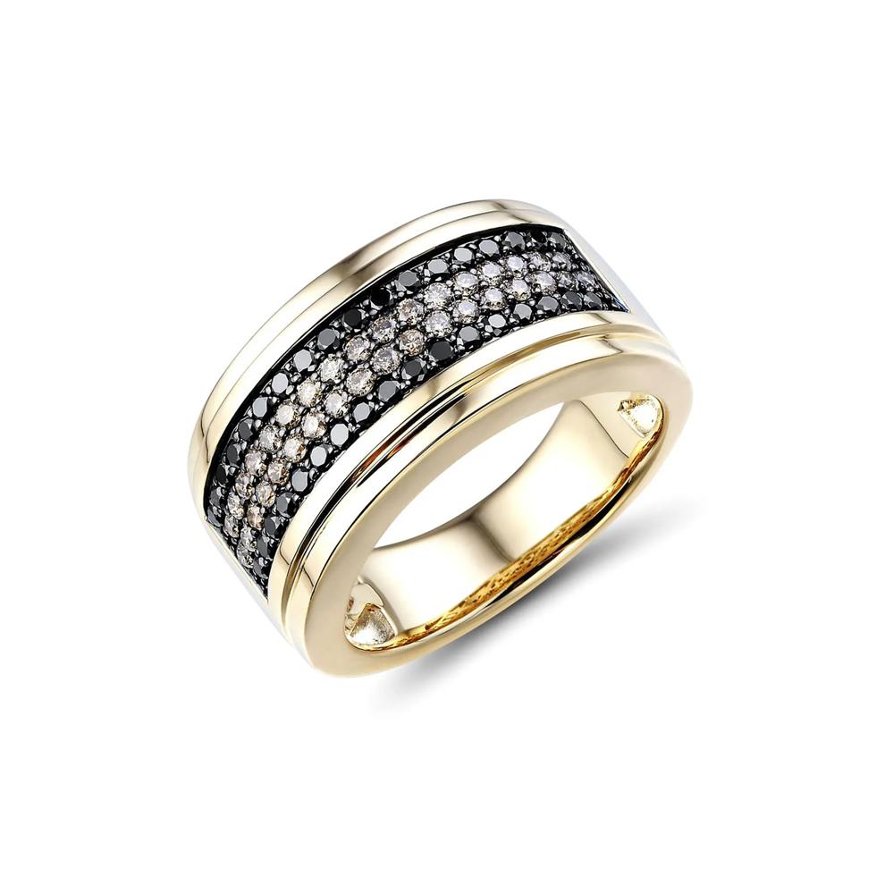 Men's 1 ct. tw. Black &amp; Champagne Diamond Ring in 10K Yellow Gold – Image 3 of 3