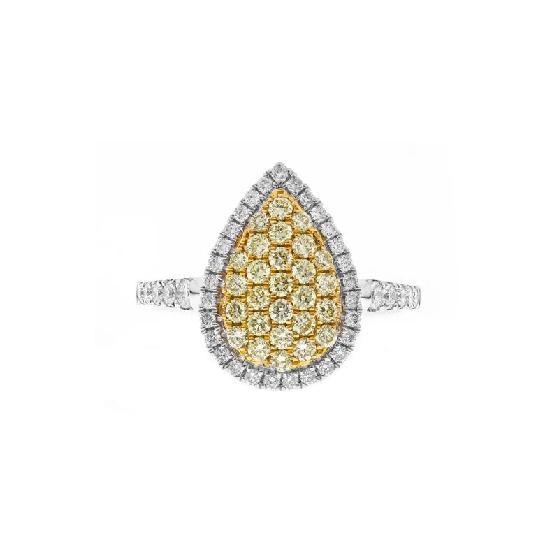 Yellow Diamond Pear-Shaped Ring in 14K White Gold &#40;7/8 ct. tw.&#41; – Image 1 of 5