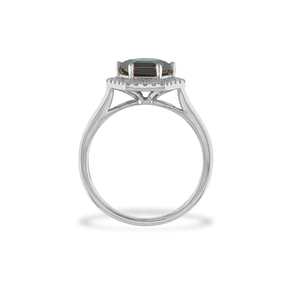 Lab-Created Alexandrite &amp; Diamond Halo Ring in 10K White Gold (1/8 ct. tw.) – Image 2 of 3