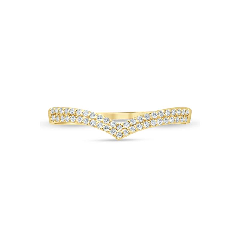 Diamond Double-Row Contour Band in 14K Yellow Gold &#40;1/10 ct. tw.&#41; – Image 1 of 3