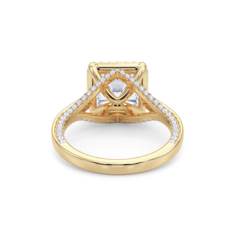 Lab Grown Diamond Square Radiant-Cut Halo Engagement Ring in 14K Yellow Gold &#40;4 1/2 ct. tw.&#41; – Image 4 of 5