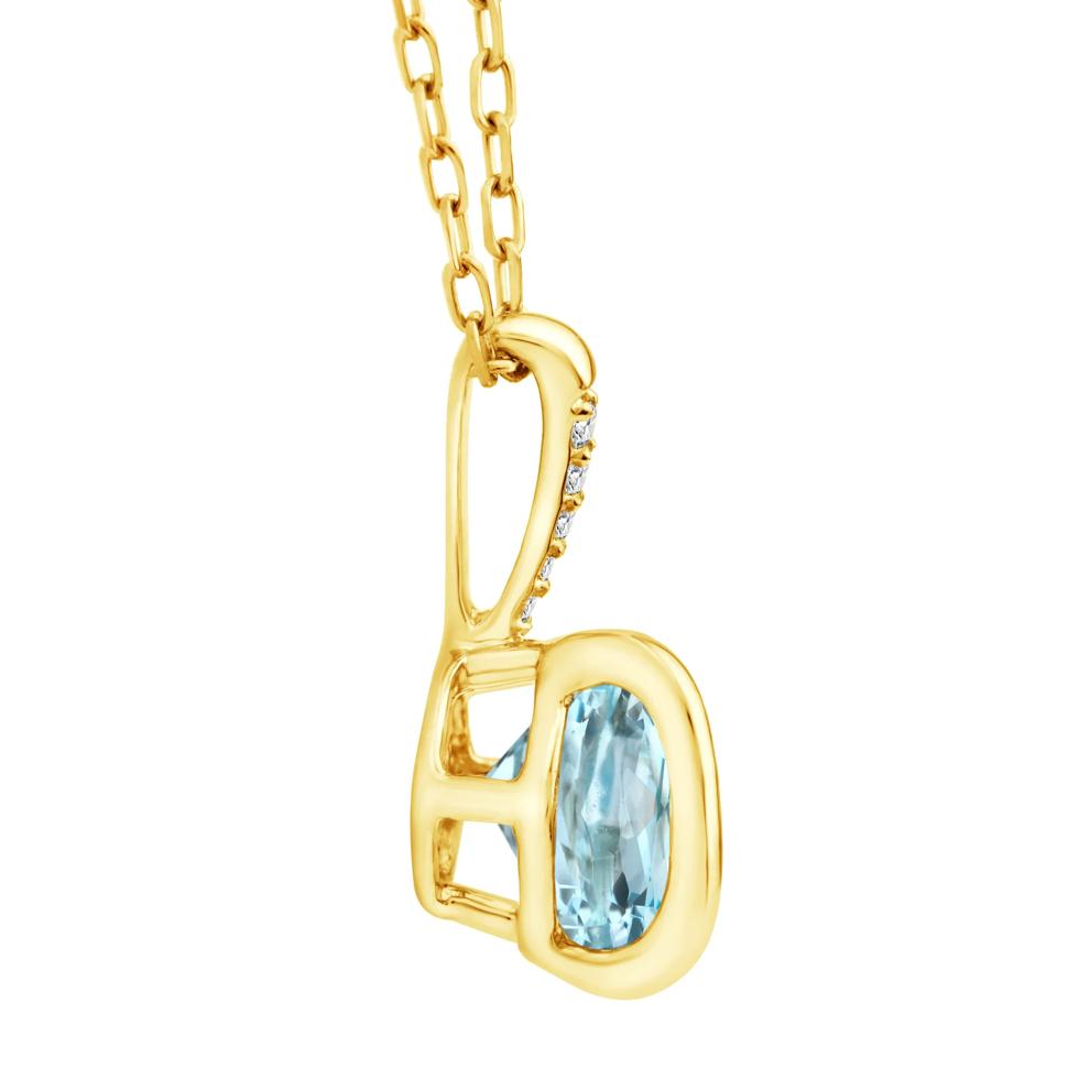 Cushion-Cut Blue Topaz and Diamond Accent Pendant in 14K Yellow Gold – Image 2 of 3