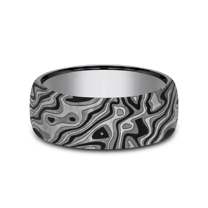 Men&rsquo;s Tantalum Wedding Band with Mokume Pattern, 7.5MM – Image 1 of 3