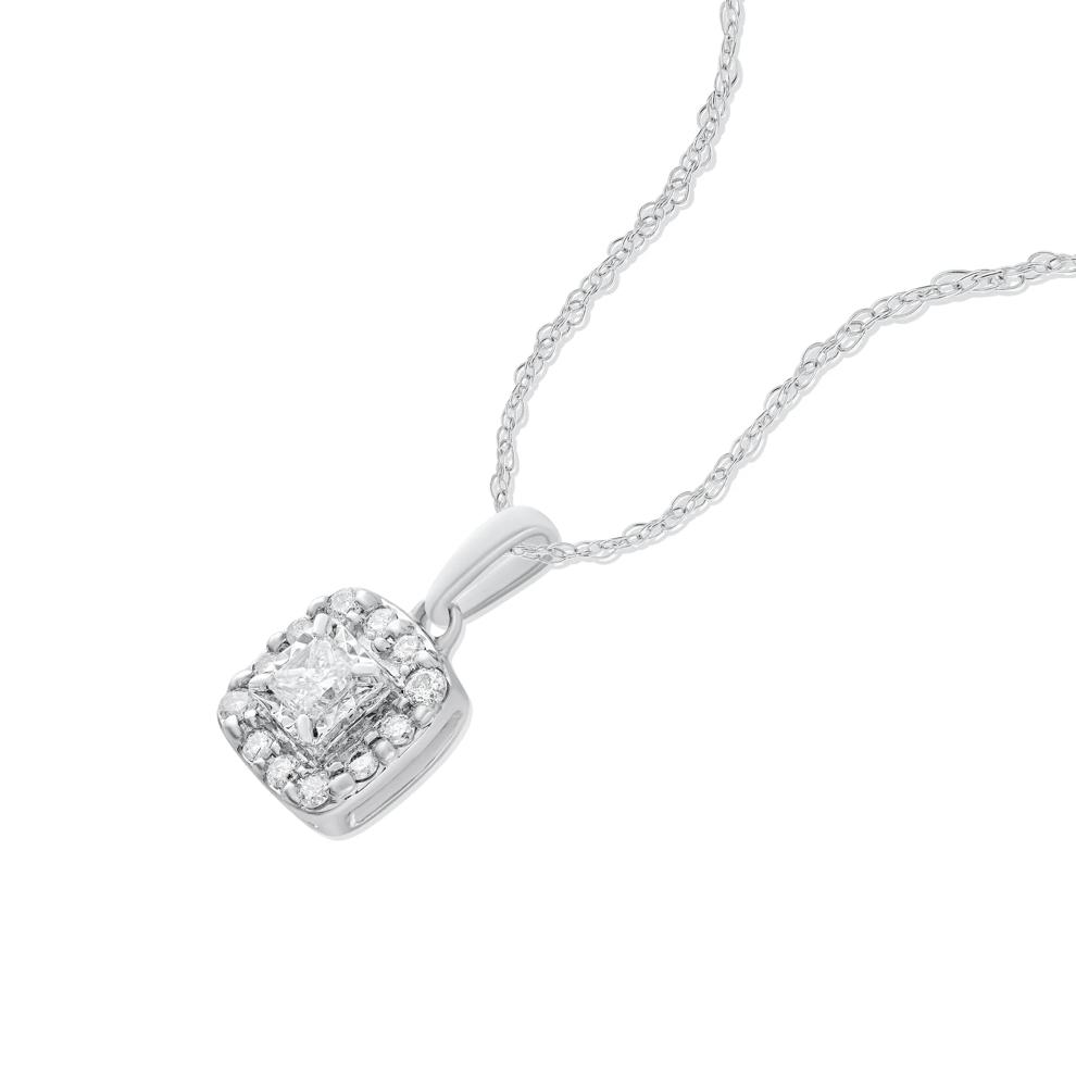 Diamond Princess-Cut Halo Pendant in 10K White Gold (1/4 ct. tw.) – Image 4 of 4