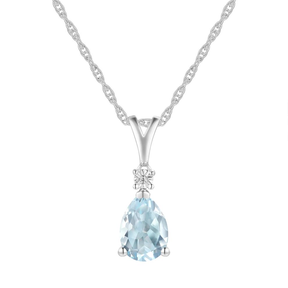Aquamarine &amp; Diamond Accent Pendant &amp; Earrings Boxed Set in 10K White Gold – Image 3 of 5