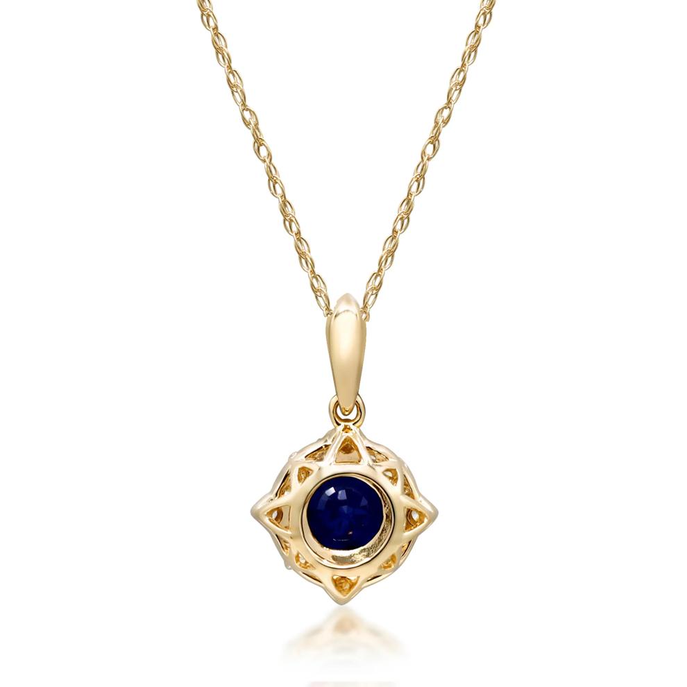 Blue Sapphire &amp; Diamond Pendant Necklace in 10K Yellow Gold (1/7 ct. tw.) – Image 4 of 4