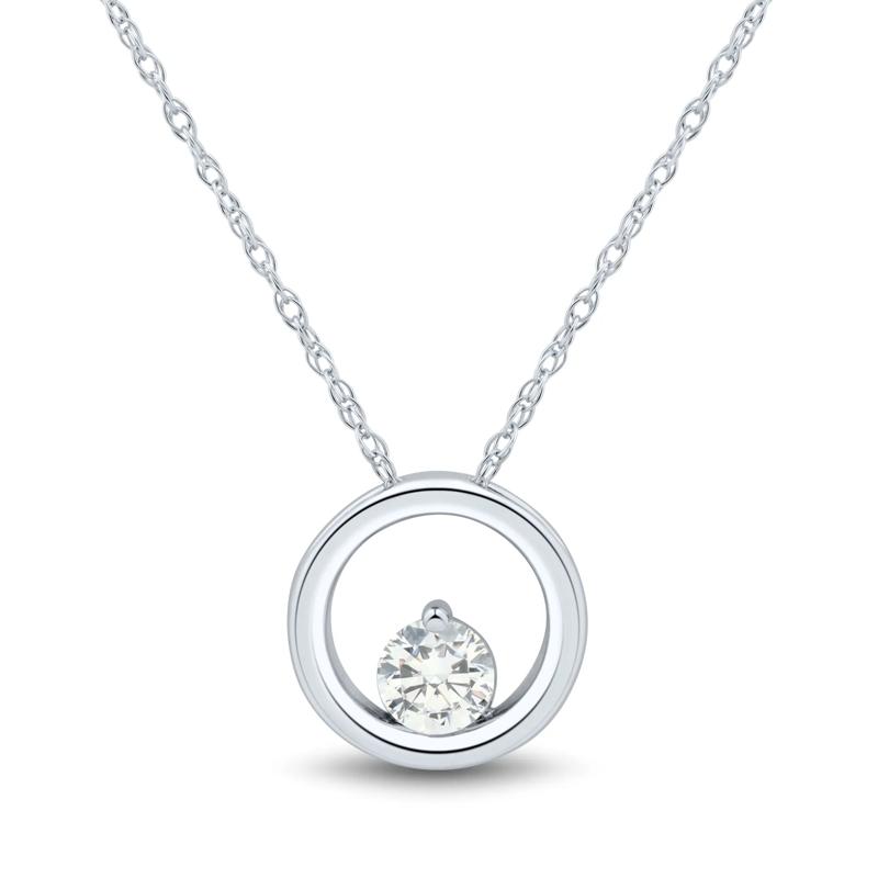 Lab Grown Diamond Open Circle Necklace in 14K White Gold &#40;1/4 ct. tw.&#41; – Image 1 of 3