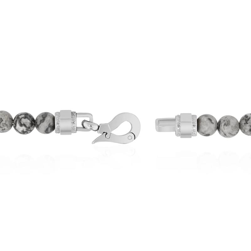 Men&#39;s Jasper Bead Bracelet in Stainless Steel – Image 3 of 4