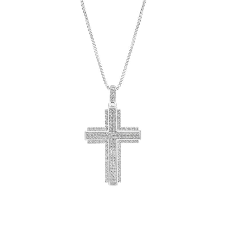 1 ct. tw. Diamond Cross Pendant in Sterling Silver – Image 1 of 3