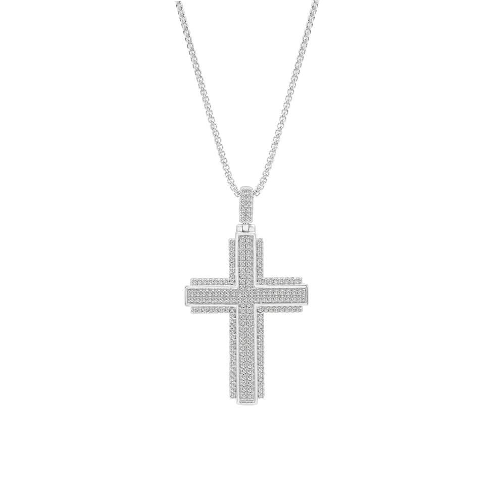 1 ct. tw. Diamond Cross Pendant in Sterling Silver – Image 1 of 3