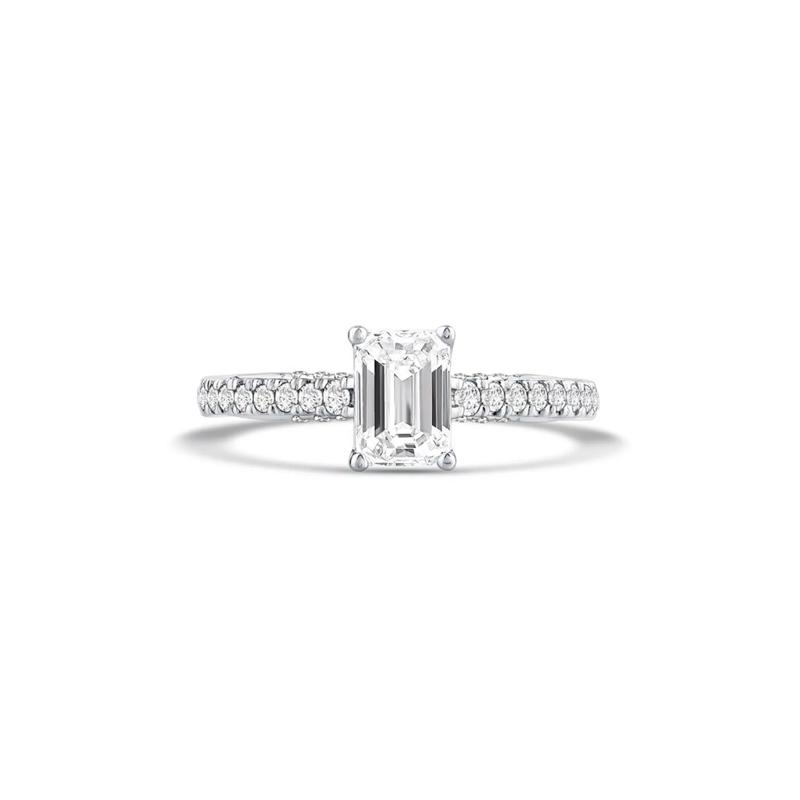 Honour Emerald-Cut Lab Grown Diamond Engagement Ring in Platinum &#40;1 1/3 ct. tw.&#41; – Image 1 of 6