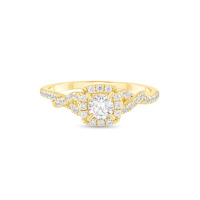 Diamond Round Center Halo Engagement Ring in 10K Yellow Gold (1/2 ct. tw.)