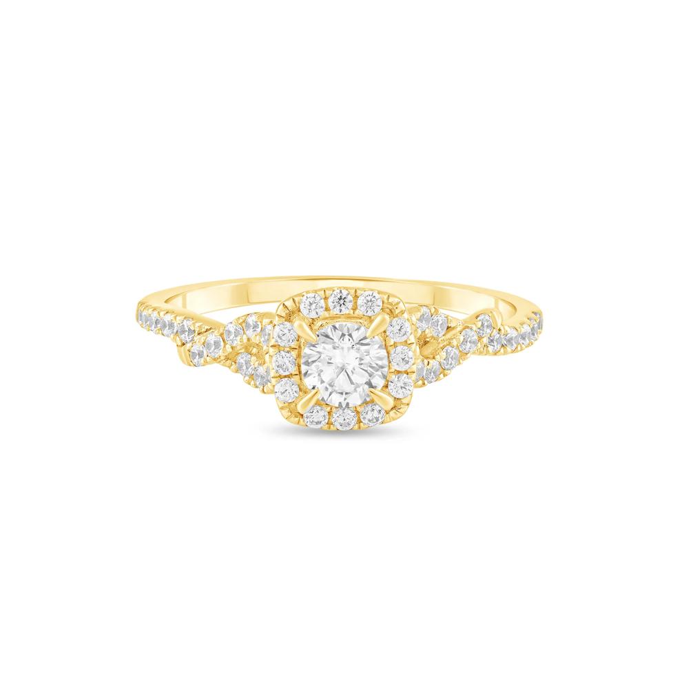 Diamond Round Center Halo Engagement Ring in 10K Yellow Gold (1/2 ct. tw.) – Image 1 of 4